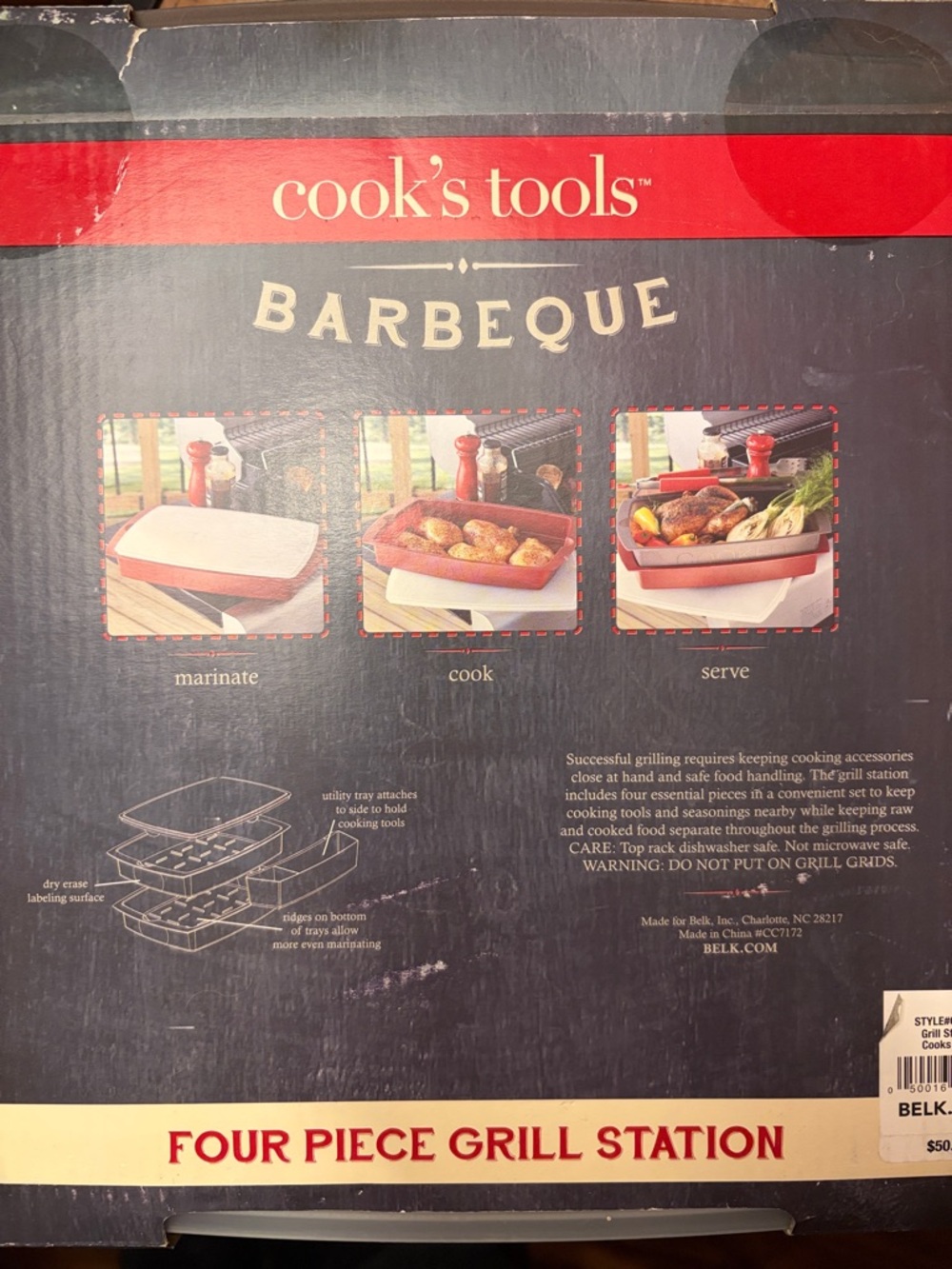 Cook's Tools Red Four-Piece Grill Station – BBQ Prep Set